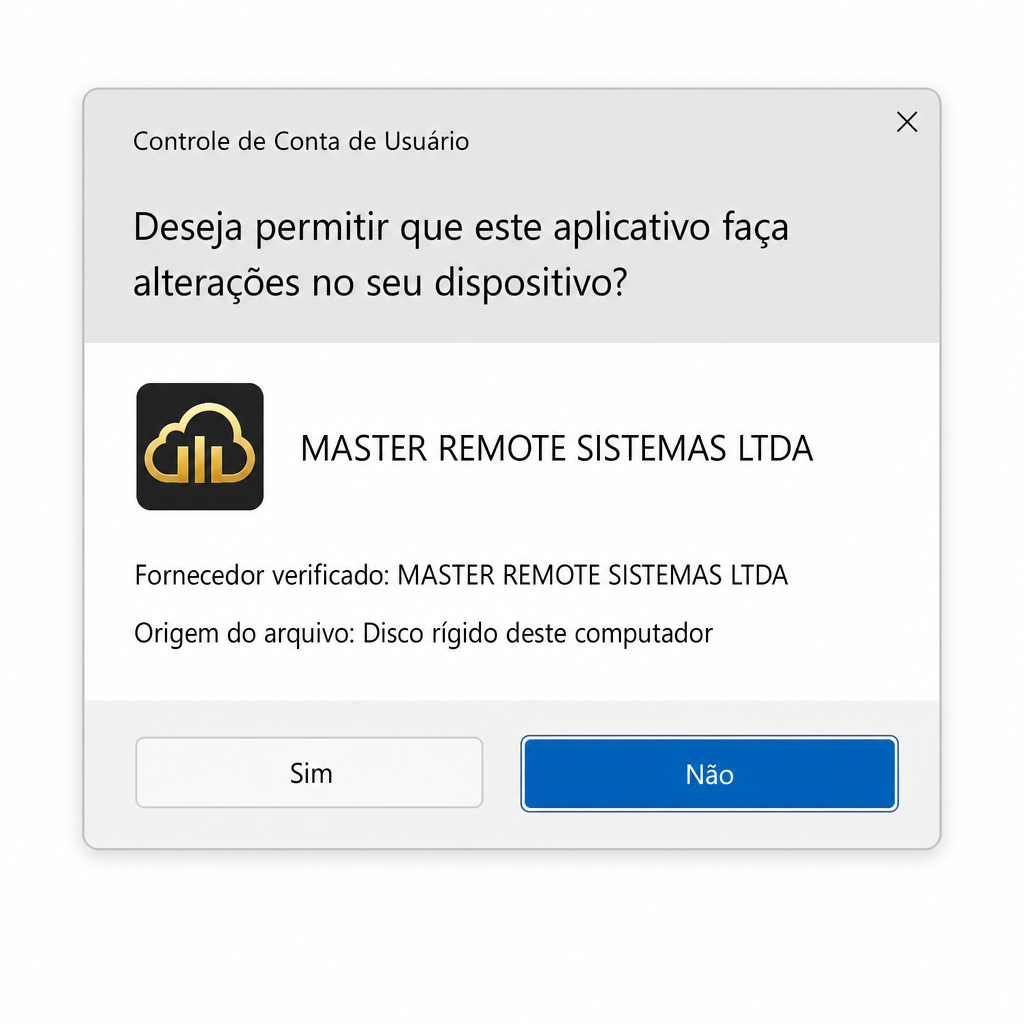 Aviso do Controle de Conta de Usuário